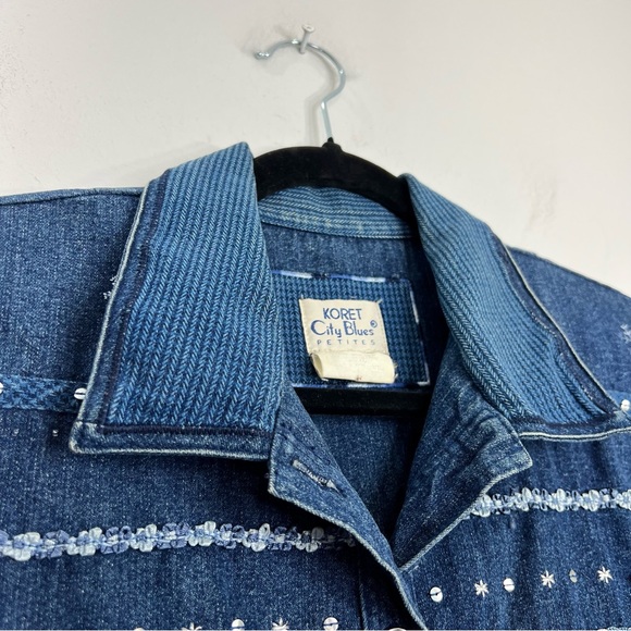 Vintage 80s 90s embroidered boxy grandma cottagecore denim blue jean jacket M - Picture 9 of 13